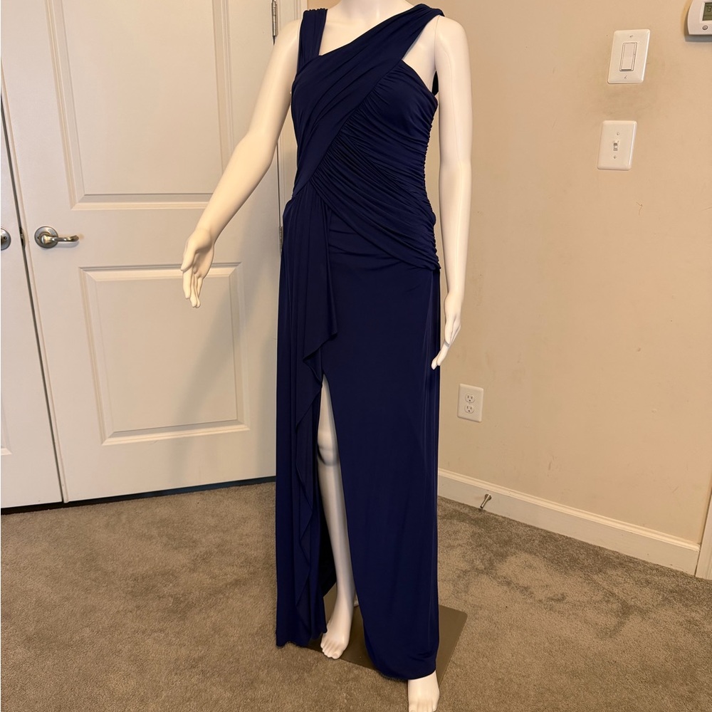 BCBGMaxAzria One Shoulder Navy Dress